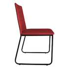 Cadeira De Jantar Estofada Lille Base Preta Veludo Vermelho -