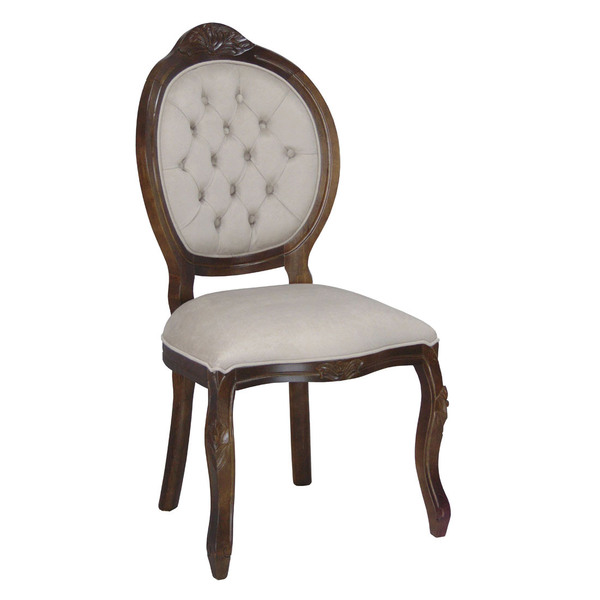 Cadeira De Jantar Estofada Medalhão Entalhada Cappuccino E Ve