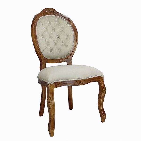 Cadeira De Jantar Estofada Medalhão Madeira Entalhada Imbuia