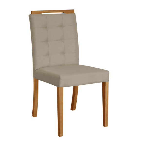 Cadeira De Jantar Estofada Veludo Bege Vitoria Base Madeira M