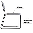 Cadeira De Jantar Filipa Linho Cinza Base De Ferro Preto - D'