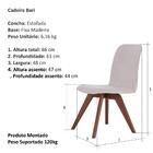 Cadeira De Jantar Fixa Bari Bege Claro 4612 Base Madeira Cor