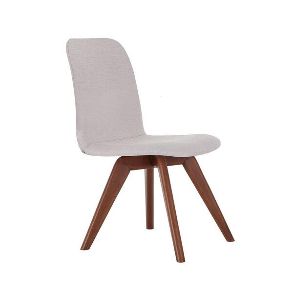 Cadeira De Jantar Fixa Bari Bege Claro 4612 Base Madeira Cor