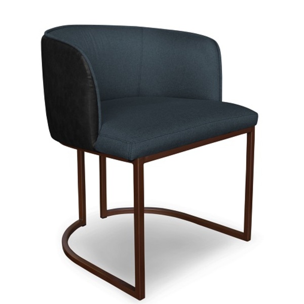 Cadeira De Jantar Florença Compose Linho Azul Jeans E Couriss