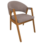 Cadeira De Jantar Hellen Base Em Madeira Cerejeira Linho Café