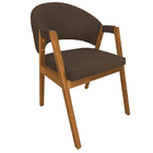 Cadeira De Jantar Hellen Base Em Madeira Cerejeira Linho Marr