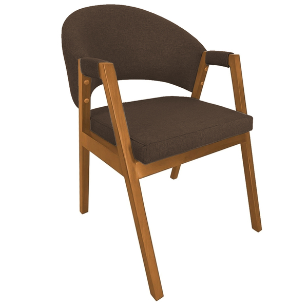 Cadeira De Jantar Hellen Base Em Madeira Cerejeira Linho Marr