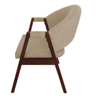 Cadeira De Jantar Hellen Base Em Madeira Mel Linho Bege