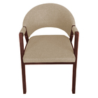 Cadeira De Jantar Hellen Base Em Madeira Mel Linho Bege