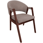 Cadeira De Jantar Hellen Base Em Madeira Mel Linho Café