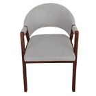 Cadeira De Jantar Hellen Base Em Madeira Mel Linho Cinza Claro