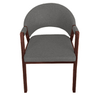 Cadeira De Jantar Hellen Base Em Madeira Mel Linho Cinza Escu