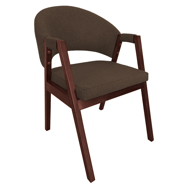 Cadeira De Jantar Hellen Base Em Madeira Mel Linho Marrom