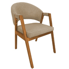 Cadeira De Jantar Hellen Base Madeira Cerejeira Linho Bege