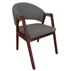 Cadeira De Jantar Hellen Base Madeira Mel Linho Cinza Escuro