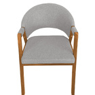 Cadeira De Jantar Hellen Cerejeira Tecido Linho Cinza Claro