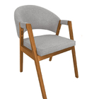 Cadeira De Jantar Hellen Cerejeira Tecido Linho Cinza Claro