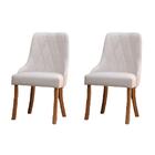 Cadeira De Jantar Lara Veludo Pérola Com Pés Em Madeira