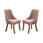Cadeira De Jantar Lara Veludo Rosé Com Pés Em Madeira