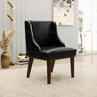 Cadeira De Jantar Liz Corano Preto Base Fixa Madeira Tabaco D