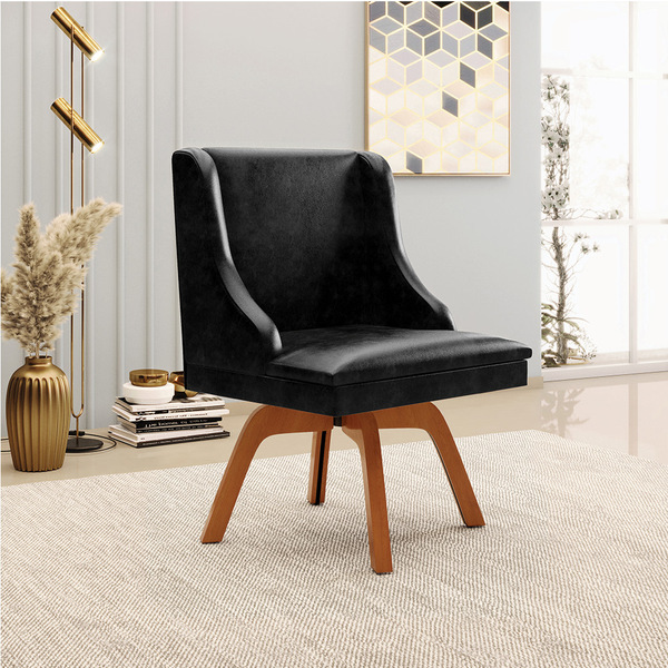 Cadeira De Jantar Liz Corino Glow Preto Base Giratória Madeir