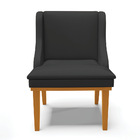 Cadeira De Jantar Liz Corino Preto Base Fixa Madeira Castanho