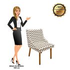 Cadeira De Jantar Liz Estampado Zig Zag Bege D81 Pés Castanho