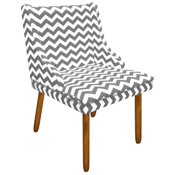 Cadeira De Jantar Liz Estampado Zig Zag Cinza D92 Pés Castanh