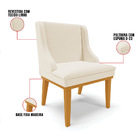 Cadeira De Jantar Liz Linho Areia A27 Base Fixa Madeira Casta