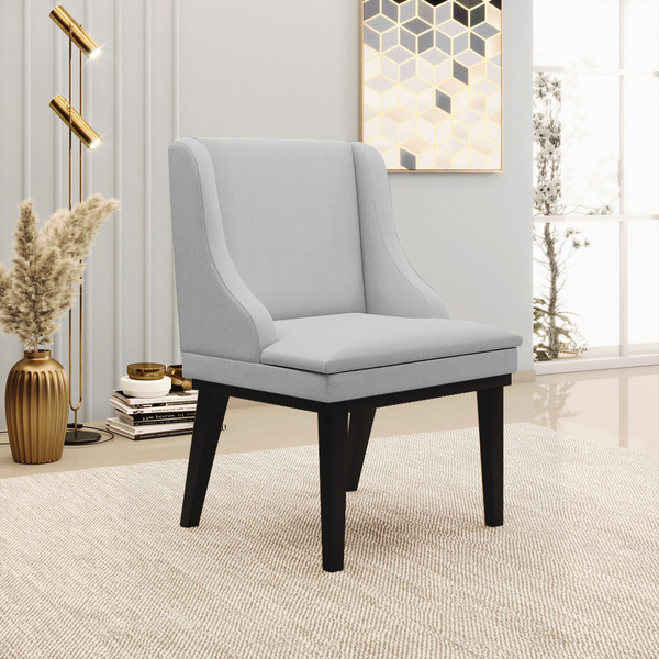 Cadeira De Jantar Liz Linho Base Fixa Madeira Preto D03 - D'r