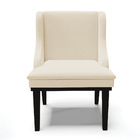 Cadeira De Jantar Liz Linho Bege A19 Base Fixa Madeira Preto