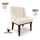 Cadeira De Jantar Liz Linho Bege A19 Base Fixa Madeira Tabaco