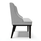 Cadeira De Jantar Liz Linho Cinza A05 Base Fixa Madeira Preto