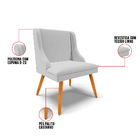 Cadeira De Jantar Liz Linho Cinza A05 Pés Palito Castanho D03