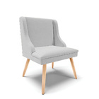 Cadeira De Jantar Liz Linho Cinza A05 Pés Palito Natural D03