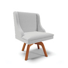 Cadeira De Jantar Liz Linho Cinza Base Giratória Madeira Bnn