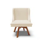 Cadeira De Jantar Liz Linho Grosso Bege A19 Base Madeira Mm35