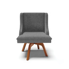 Cadeira De Jantar Liz Linho Grosso Grafite A26 Base Madeira M