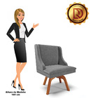 Cadeira De Jantar Liz Linho Grosso Grafite A26 Base Madeira M