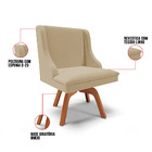 Cadeira De Jantar Liz Linho Palha Base Giratória Madeira Bnn