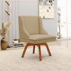 Cadeira De Jantar Liz Linho Palha Base Giratória Madeira Bnn