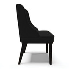 Cadeira De Jantar Liz Linho Preto A79 Base Fixa Madeira Preto