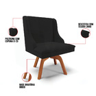 Cadeira De Jantar Liz Linho Preto A79 Base Madeira Mm35 D03 -