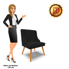 Cadeira De Jantar Liz Linho Preto A79 Pés Palito Castanho D03