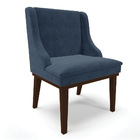 Cadeira De Jantar Liz Suede Azul Marinho Base Fixa Madeira Ta