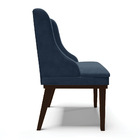 Cadeira De Jantar Liz Suede Azul Marinho Base Fixa Madeira Ta