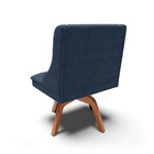 Cadeira De Jantar Liz Suede Azul Marinho Base Giratória Madei
