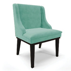 Cadeira De Jantar Liz Suede Azul Turquesa Base Fixa Madeira P