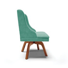 Cadeira De Jantar Liz Suede Azul Turquesa Base Giratória Made