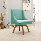 Cadeira De Jantar Liz Suede Azul Turquesa Base Giratória Made